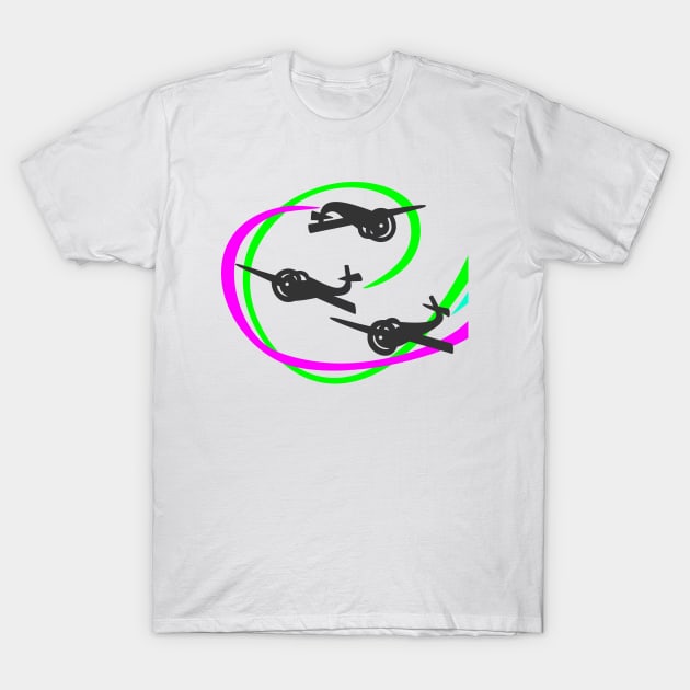 Aerobatic planes | Vivid Vapor trails T-Shirt by mailboxdisco